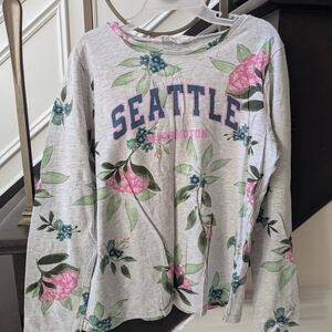 H&M Gray Floral Long Sleeve Tee
